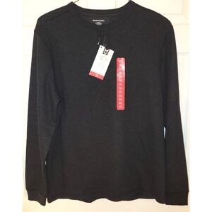 Member's Mark Soft Wash Thermal Henley Mens Size XL Black NWT